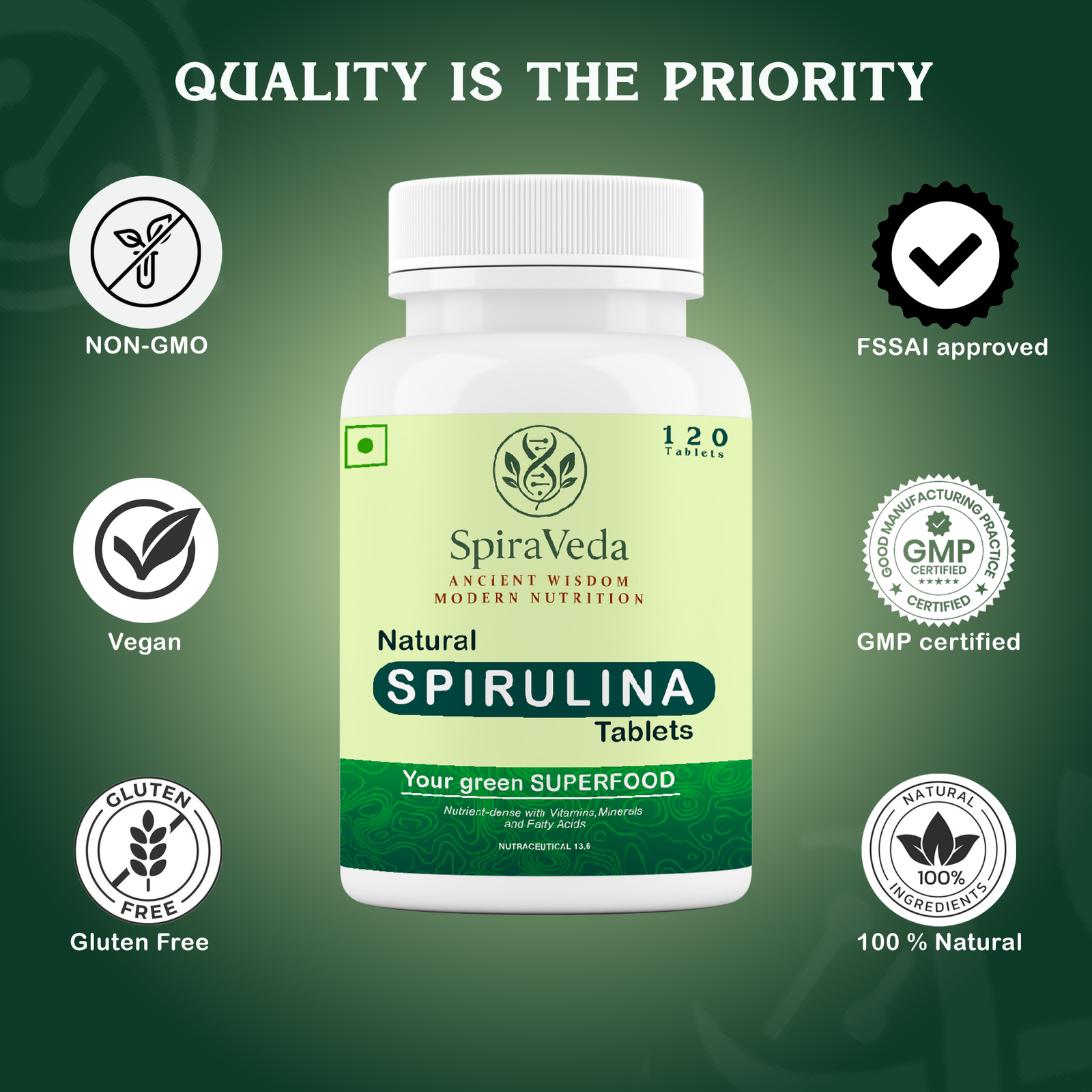 spirulina green tablets – twin pack SpiraVeda Spirulina Green Tablets - Image 4